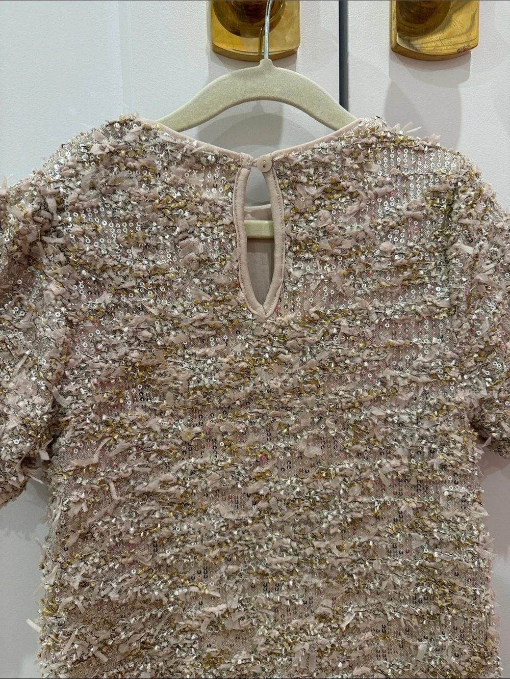 Mango Girls' Champagne Tweed Shift Dress